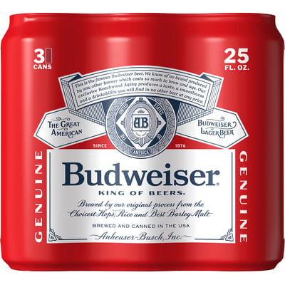 BUDWEISER 25oz/3pk cans