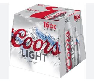 Coors Light Aluminum Bottle 16oz 9pk