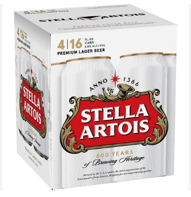 Stella Artios 16oz/4pk Cans